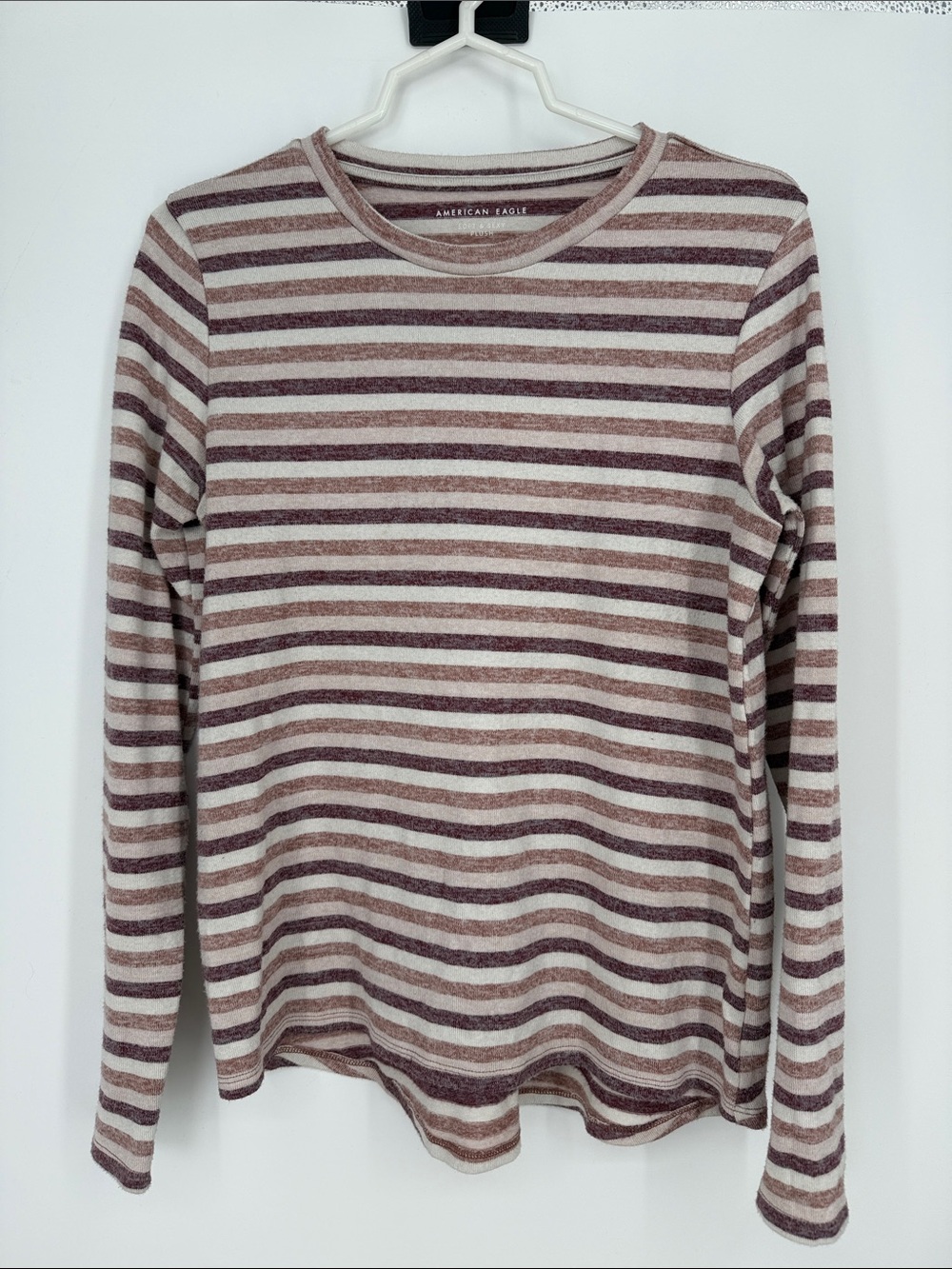 American Eagle Soft Sexy Plush Sweater Women M Tunic Striped Long Sleeves Knit